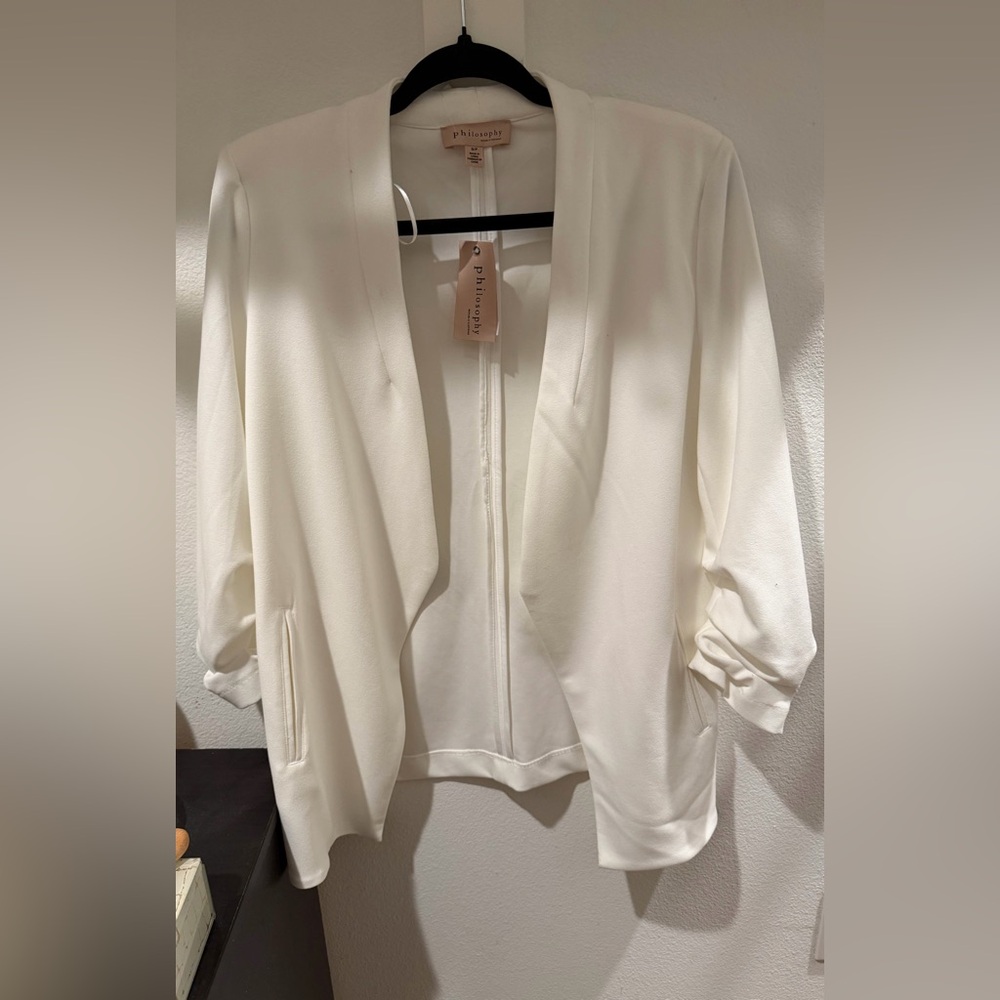 Philosophy White Open Front Jacket Blazer